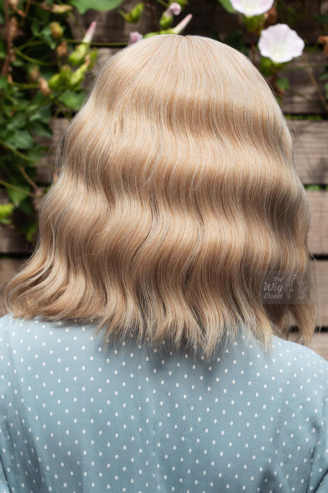 Golden Blonde Wavy Synthetic Bob Wig with Bangs Gwen
