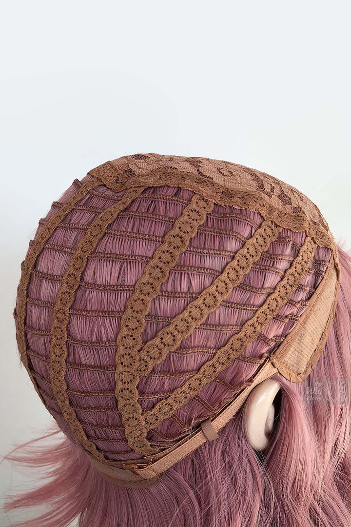 Pastel Pink Wavy Synthetic Bob Wig with Bangs Katy