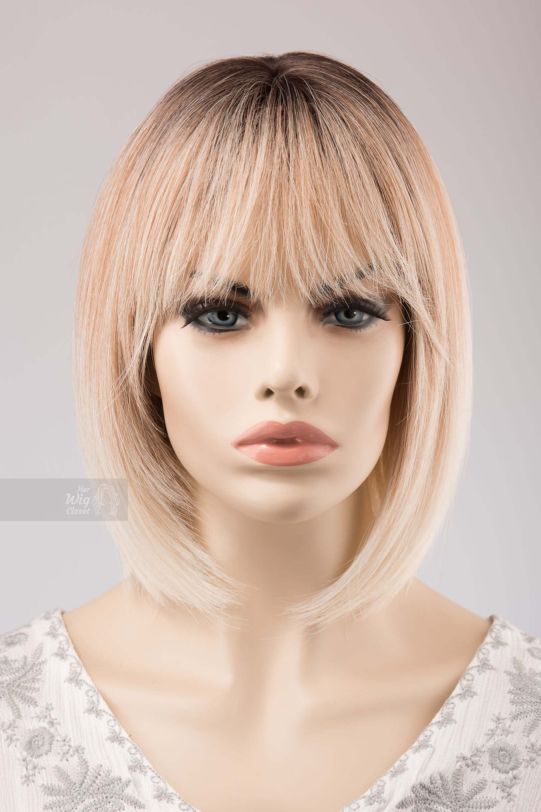 Light Blonde Peach Undertone Bob Wig with Bangs Kiana