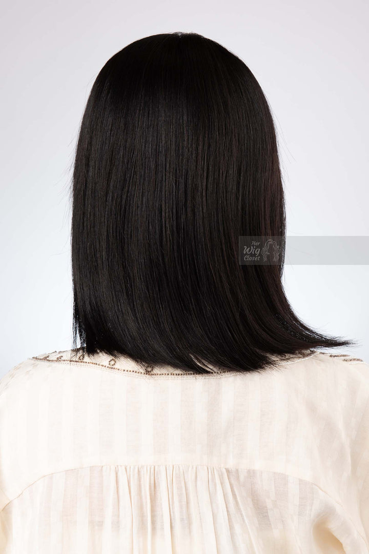 Black Bob Cut Straight Human Hair Wig with Bangs Her Wig Closet