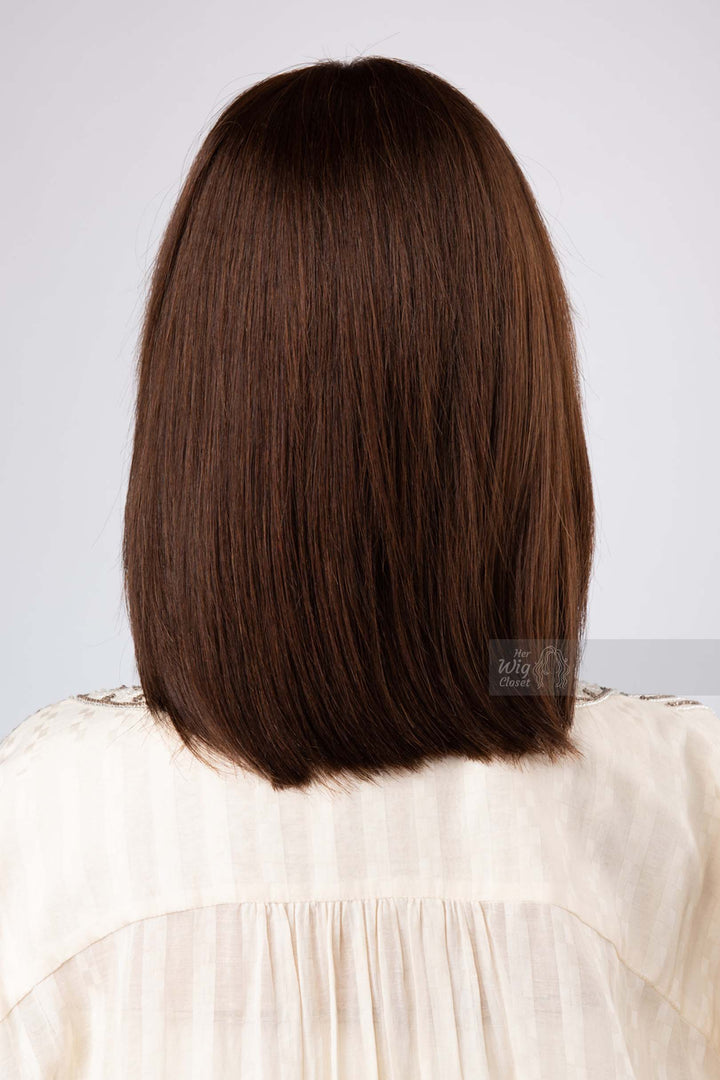 Human Hair Bob Cut Straight Hair Style Brown Brunette Color Wig with Bangs Her Wig Closet