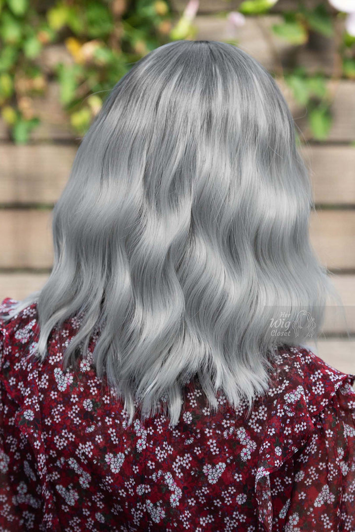 Grey Silver Ombre Wavy Small Lace Wig Maya