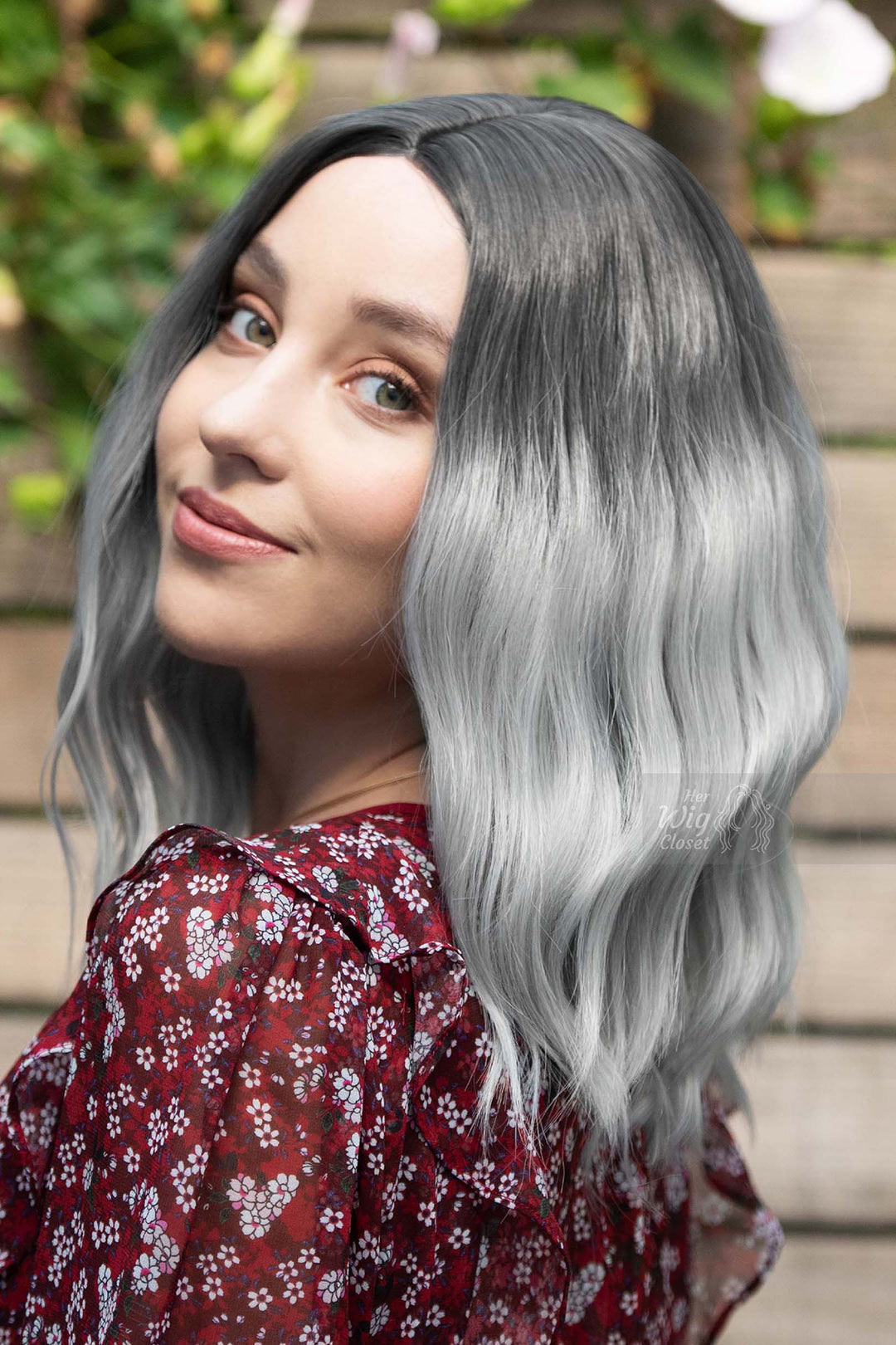 Grey Silver Ombre Wavy Small Lace Wig Maya