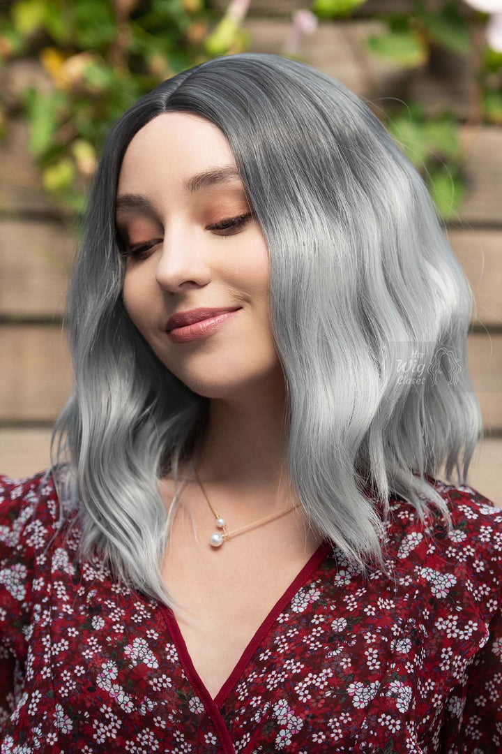 Grey Silver Ombre Wavy Small Lace Wig Maya