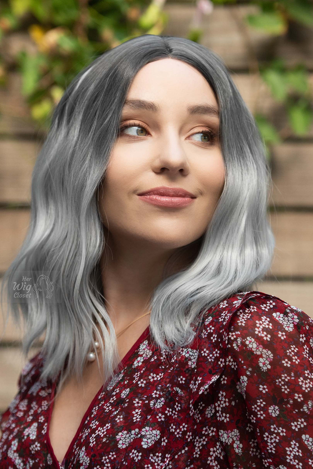 Grey Silver Ombre Wavy Small Lace Wig Maya