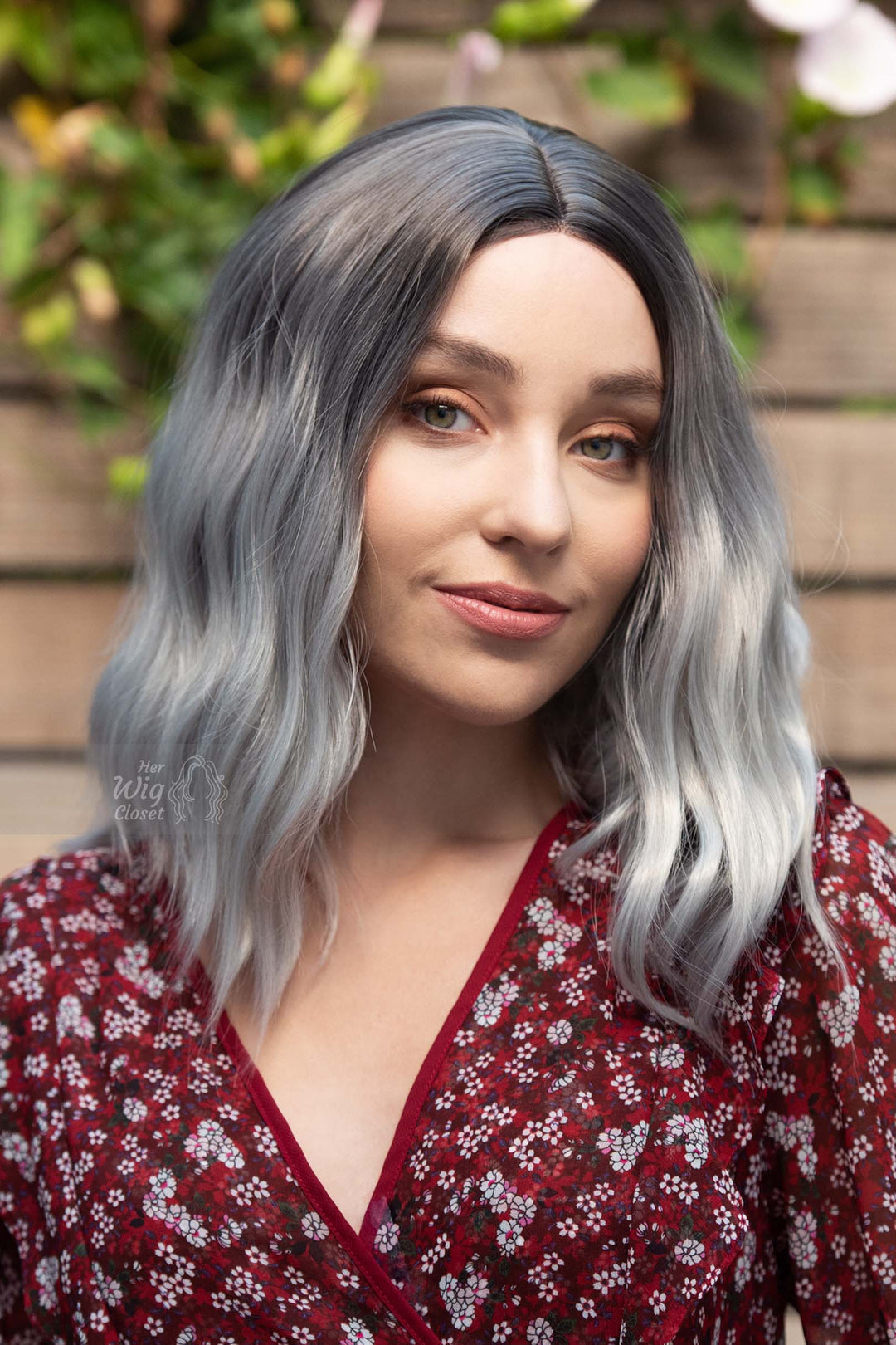 Grey Silver Ombre Wavy Small Lace Wig Maya