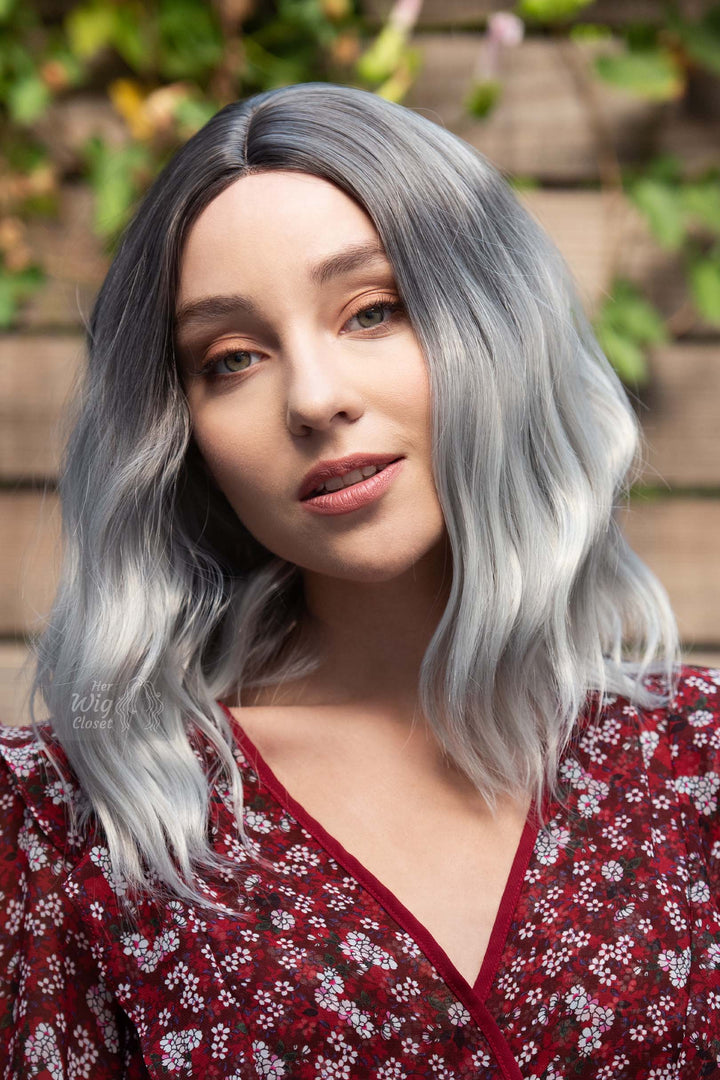 Grey Silver Ombre Wavy Small Lace Wig Maya