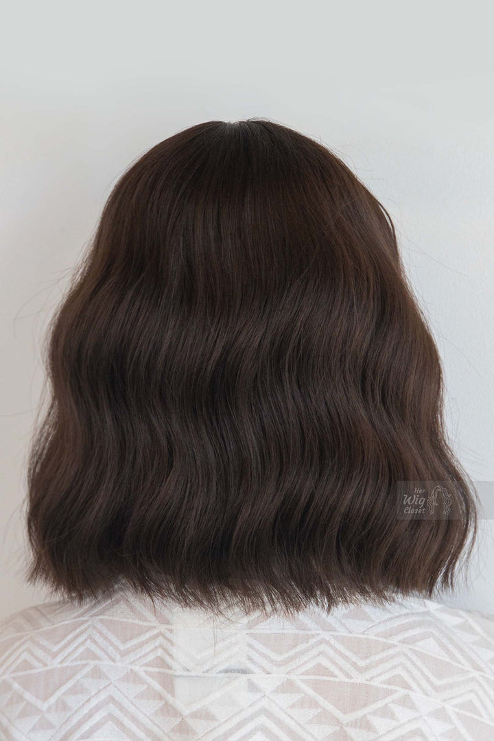 Brunette Wavy Synthetic Bob Wig with Bangs Mila