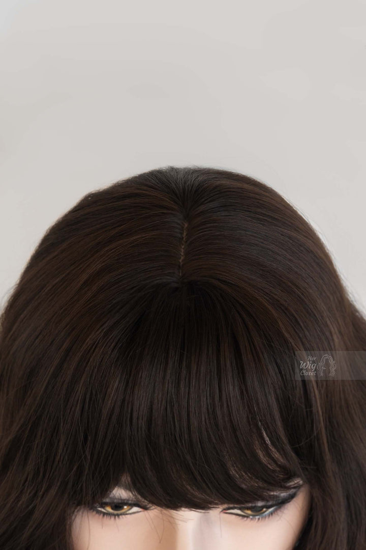 Brunette Wavy Synthetic Bob Wig with Bangs Mila