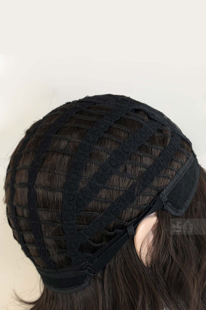 Brunette Wavy Synthetic Bob Wig with Bangs Mila