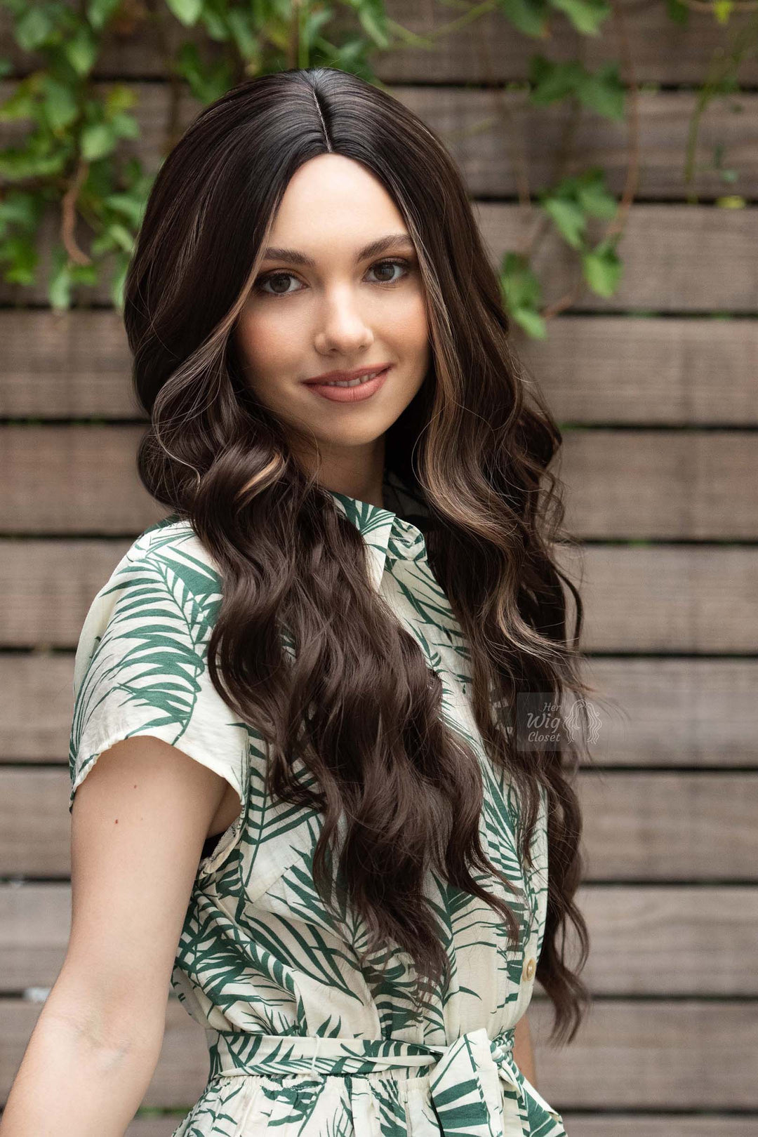 Natural Brown Brunette with Blonde Highlight Long Wavy Small Lace Wig | Naomi