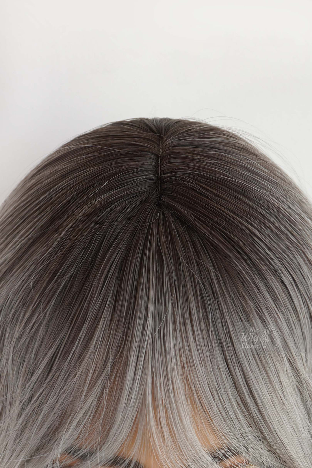 Silver Ombre Wavy Synthetic Bob Wig with Bangs Ororo