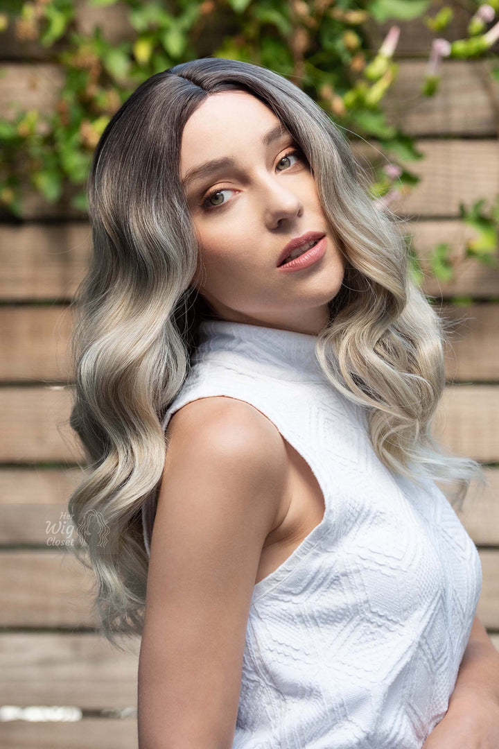Dark Roots Vanilla Blonde Natural Ombre Wavy Lace Front Wig Penny