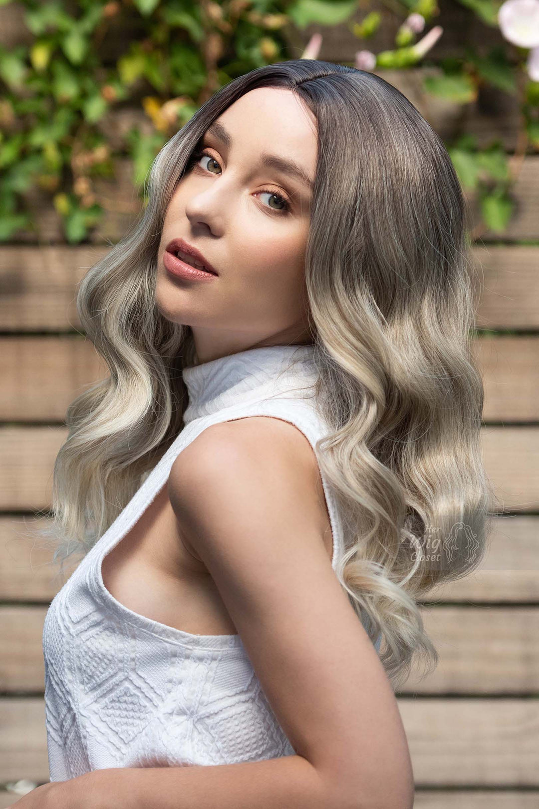 Dark Roots Vanilla Blonde Natural Ombre Wavy Lace Front Wig Penny