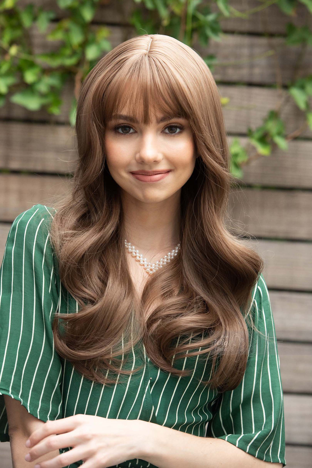 Pastel Honey Blonde Wavy Wig with Bangs Sadie