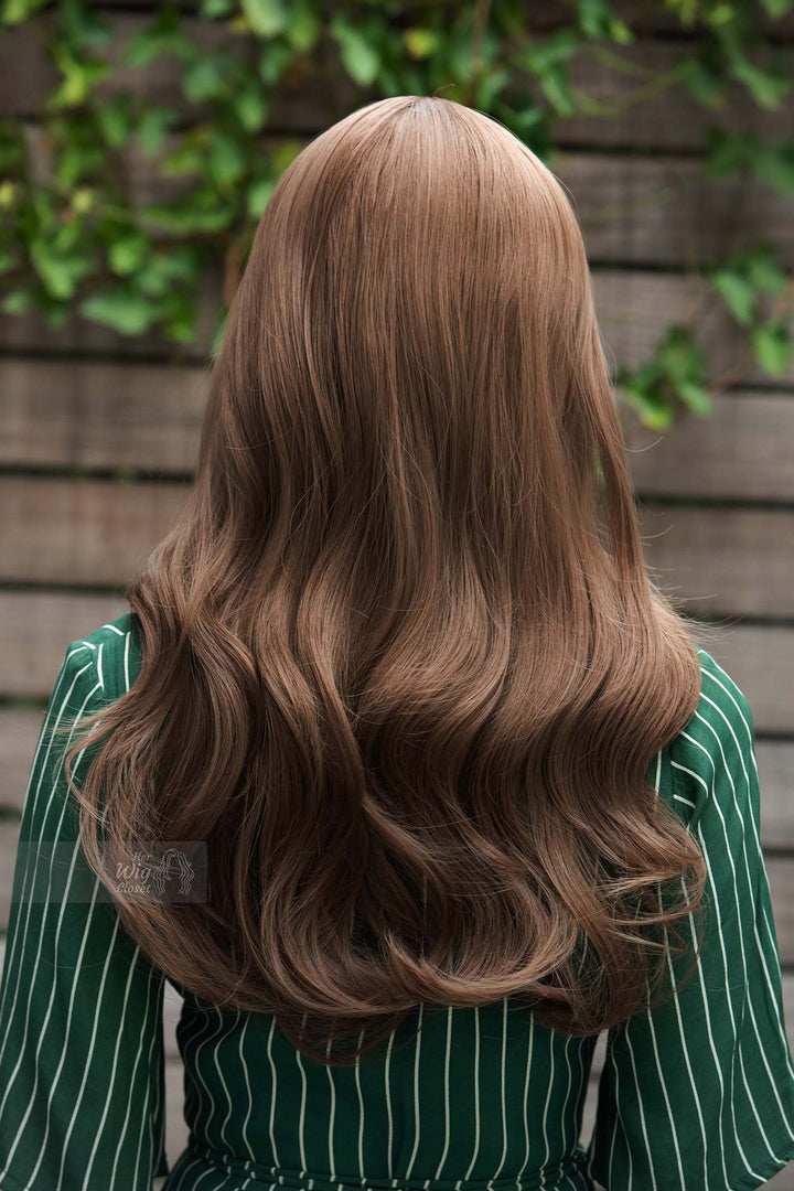 Chestnut Brown Wavy Synthetic Wig with Bangs Sadie
