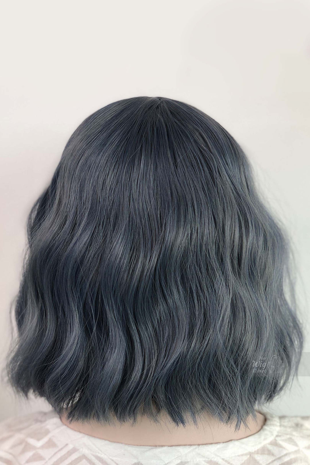 Stacy | 12" Ash Blue Gray Wavy Synthetic Wig with Bangs