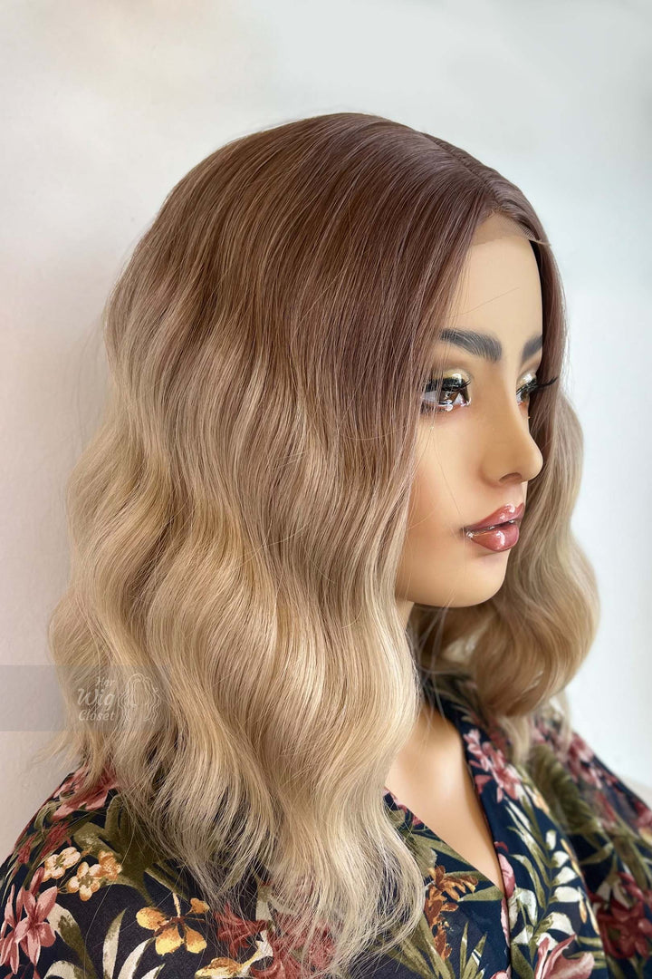 Ash Blonde Ombre Wavy Bob Small Lace Wig Zoey