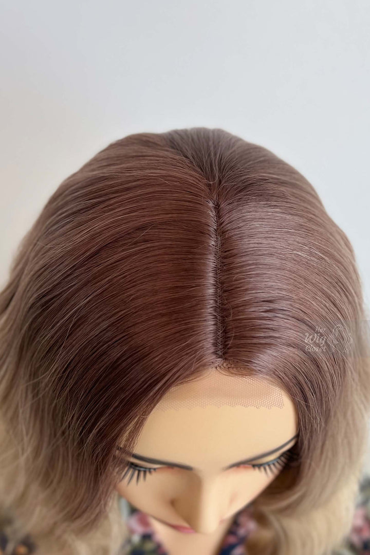 Ash Blonde Ombre Wavy Bob Small Lace Wig Zoey