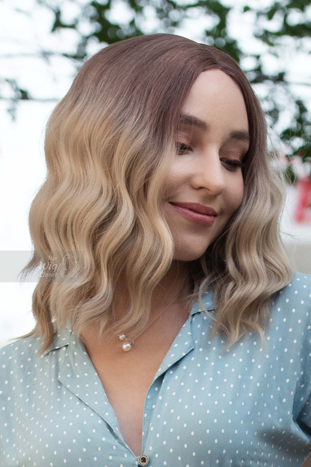 Ash Blonde Ombre Wavy Bob Small Lace Wig Zoey