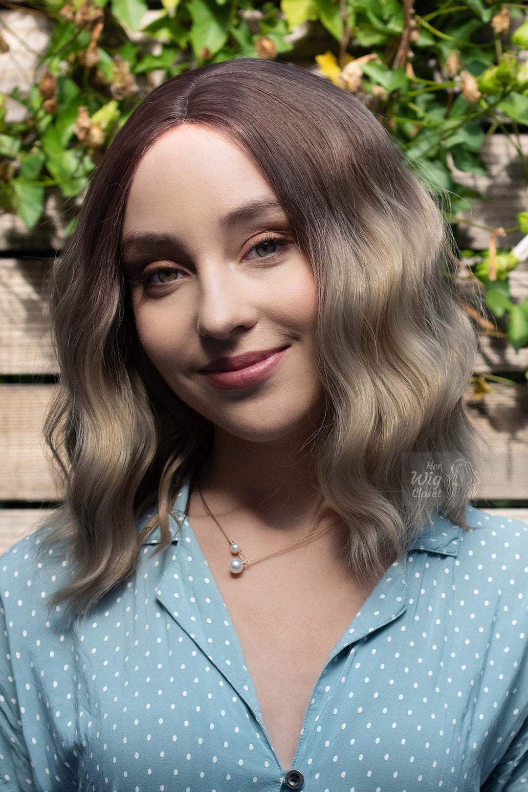 Ash Blonde Ombre Wavy Bob Small Lace Wig Zoey