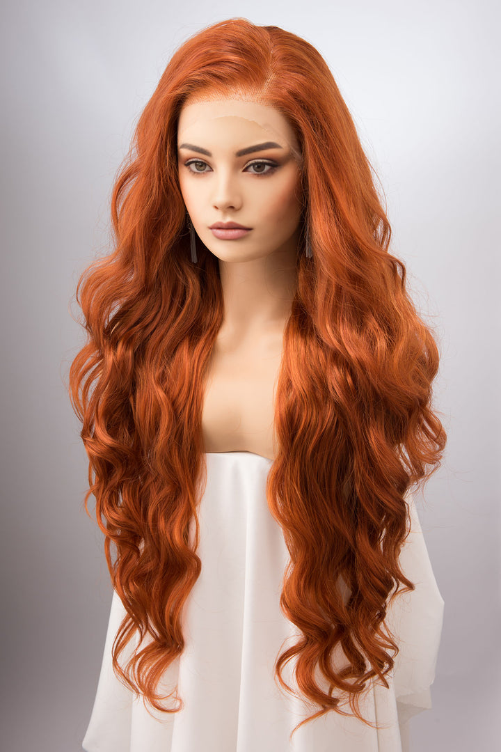 Ginger Red Wig Red Head Wig Orange Wig Lace Front Wig 13" X 4" Large Lace Top Wig Rooney