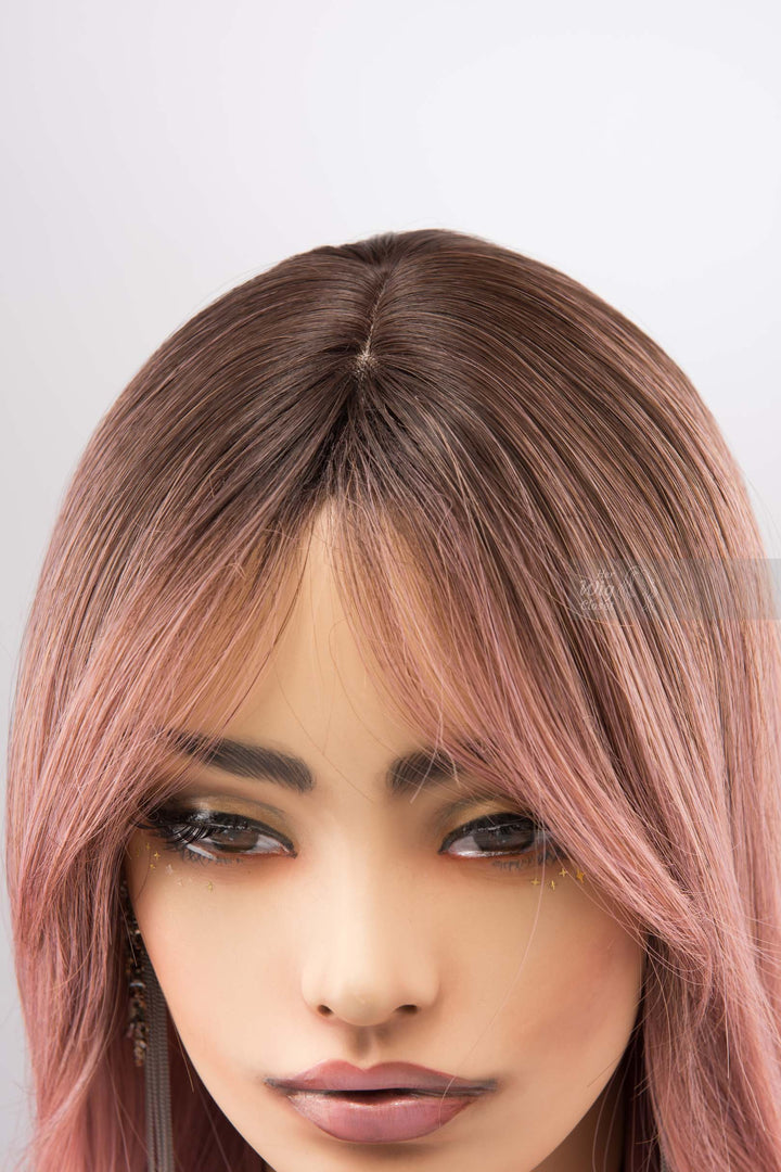 Sakura Pink Ombre Pastel Pink Wig with Side Bangs Rosina