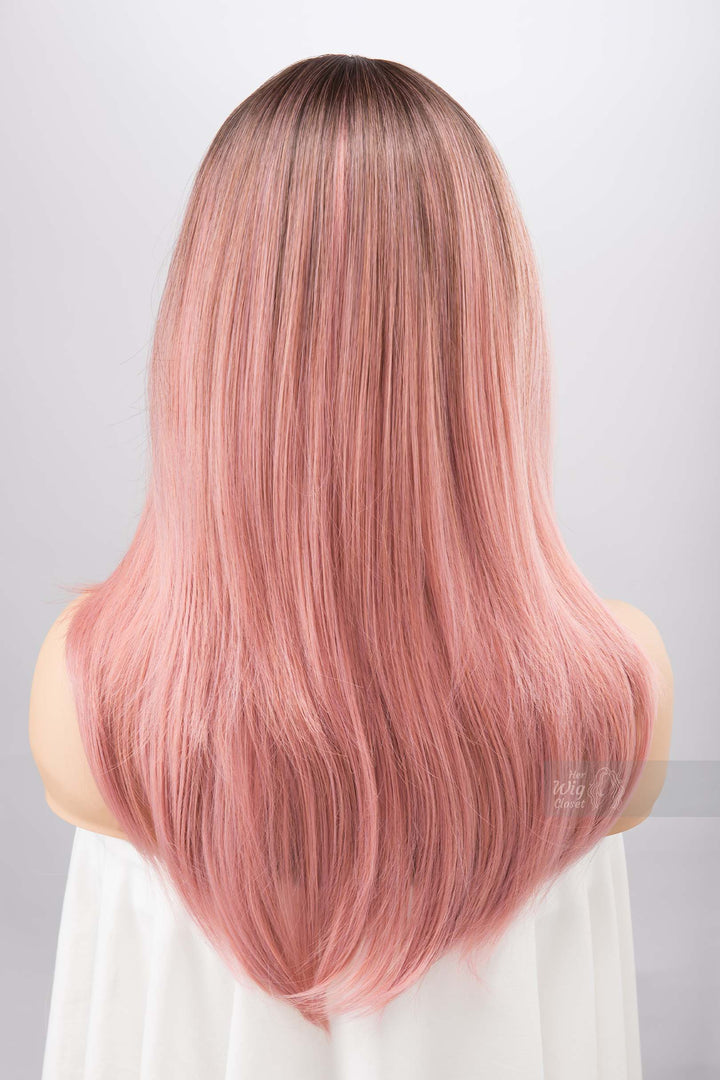 Sakura Pink Ombre Pastel Pink Wig with Side Bangs Rosina