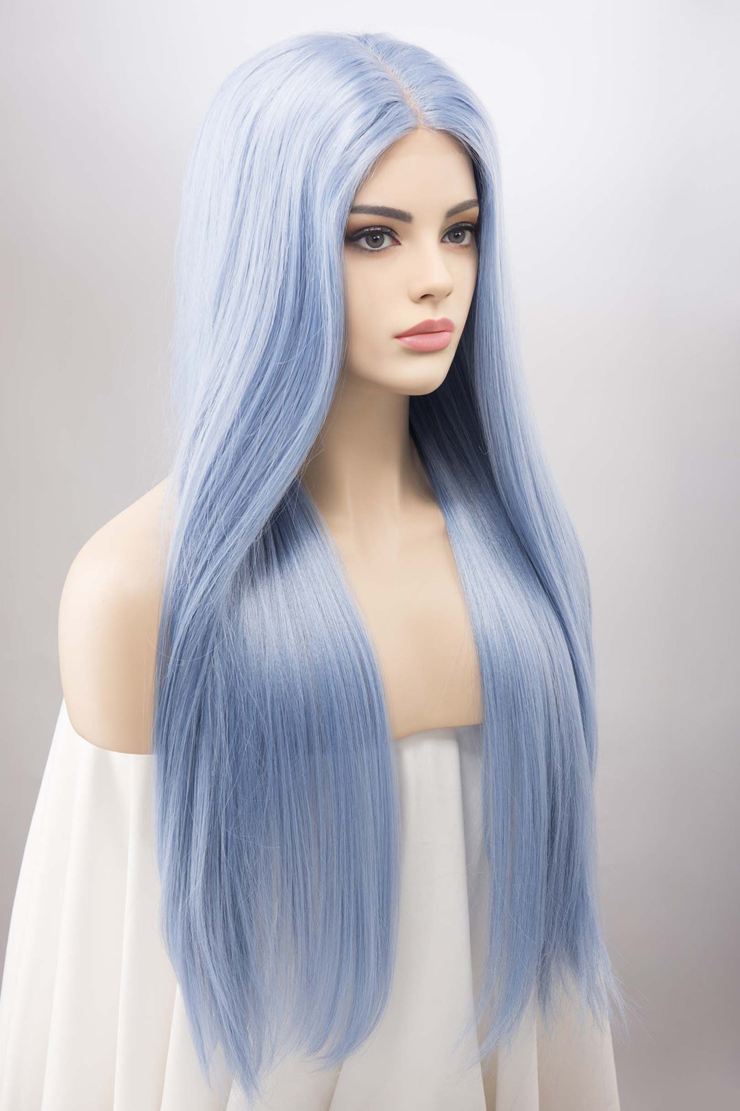 Icy Sky Blue Straight Lace Front Synthetic Wig Safaina – Her Wig