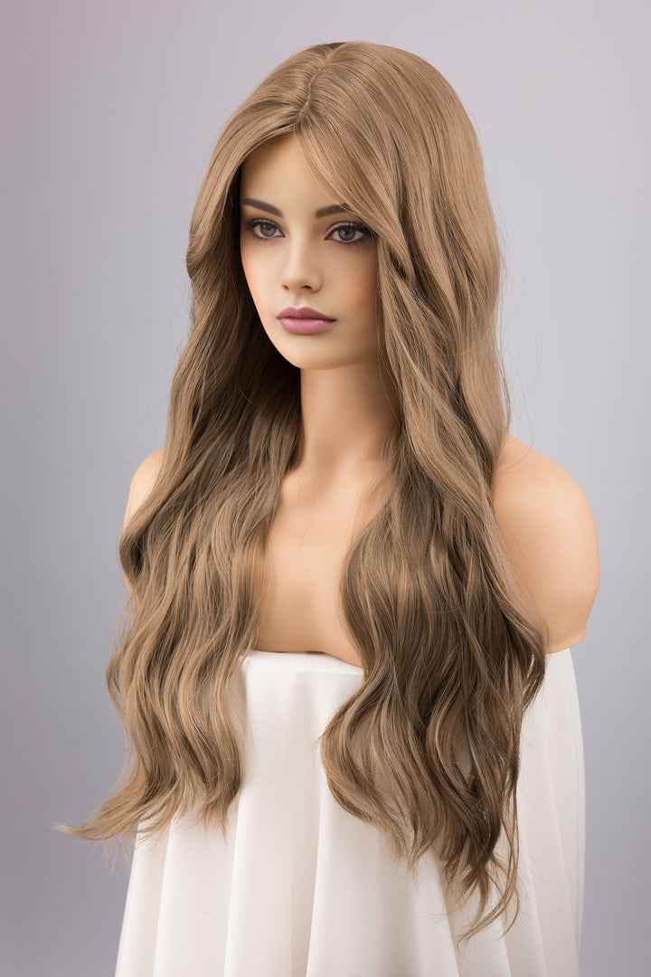Ash Brown Long Wavy Wig with Bangs Samara