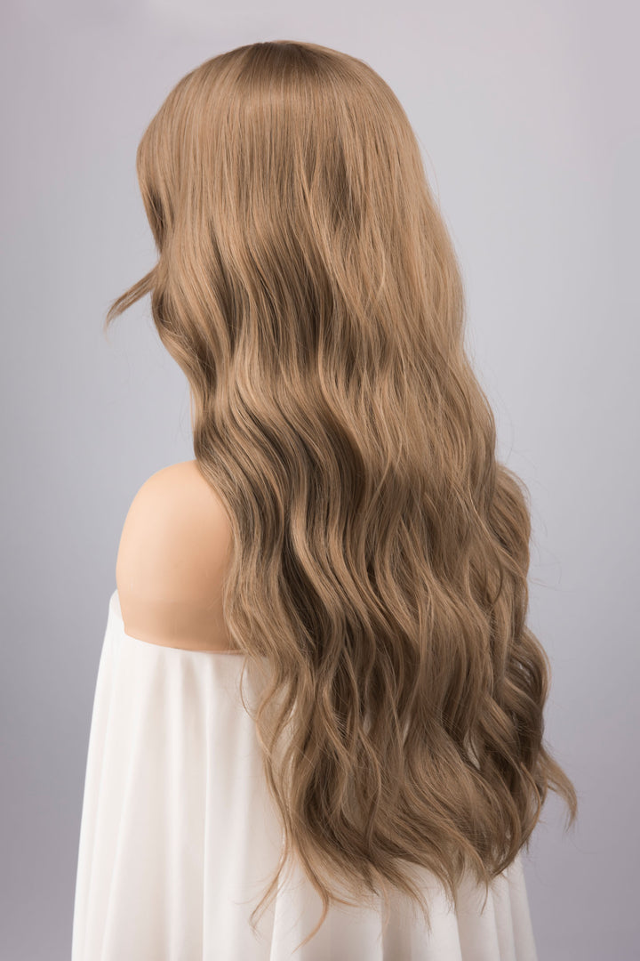 Ash Brown Long Wavy Wig with Bangs Samara
