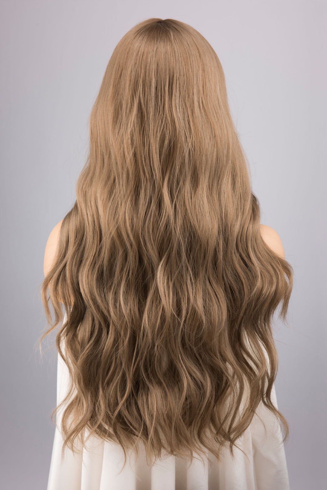 Ash Brown Long Wavy Wig with Bangs Samara