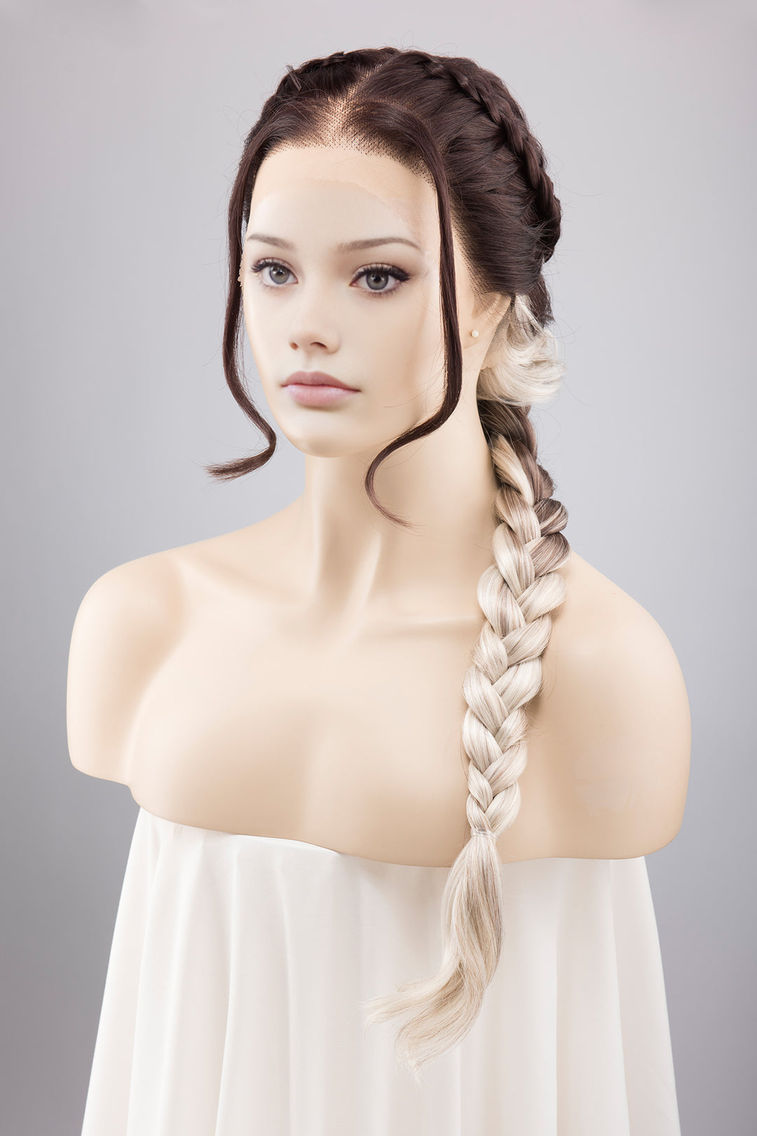 Dark Roots Silver Ombre Wavy Large Lace Front Wig Fourth Wing Cosplay Sorrengail