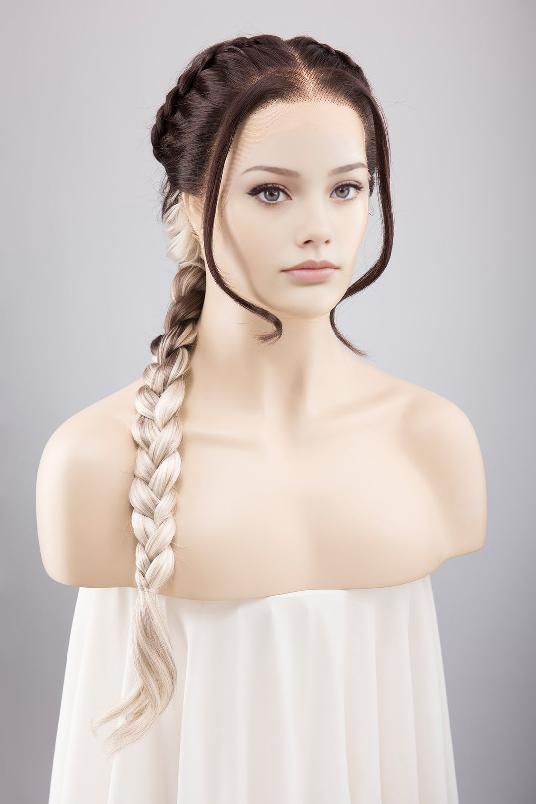 Dark Roots Silver Ombre Wavy Large Lace Front Wig Fourth Wing Cosplay Sorrengail