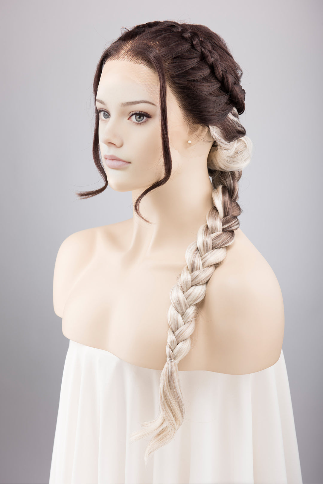 Dark Roots Silver Ombre Wavy Large Lace Front Wig Fourth Wing Cosplay Sorrengail