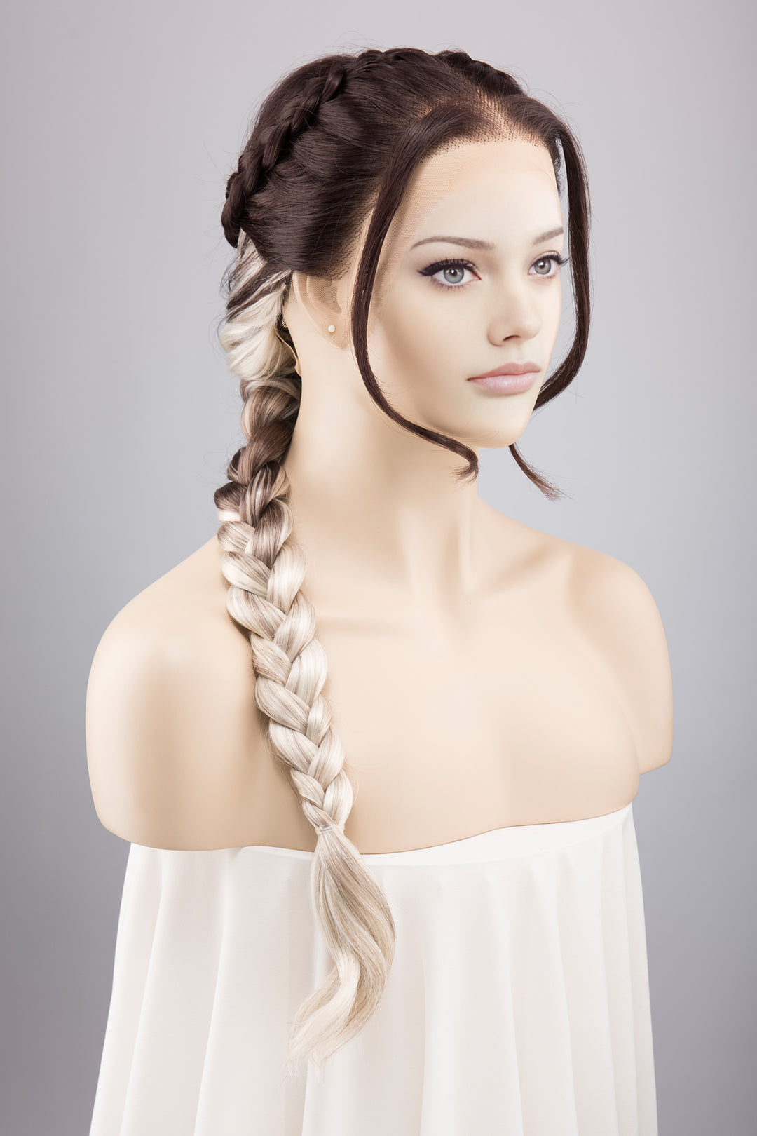Dark Roots Silver Ombre Wavy Large Lace Front Wig Fourth Wing Cosplay Sorrengail