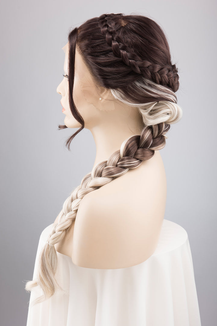 Dark Roots Silver Ombre Wavy Large Lace Front Wig Fourth Wing Cosplay Sorrengail