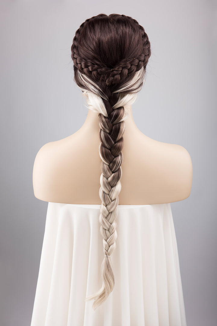 Dark Roots Silver Ombre Wavy Large Lace Front Wig Fourth Wing Cosplay Sorrengail