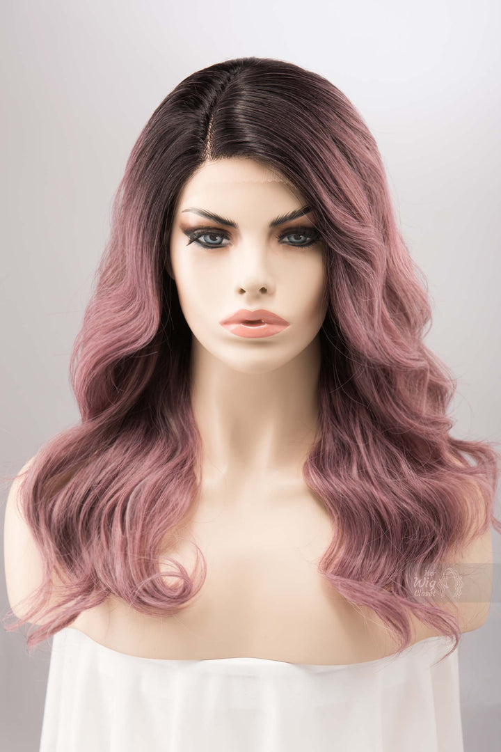 Dusty Mauve Wig Dark Blush Pink Deep T Part Lace Front Wig Vinca