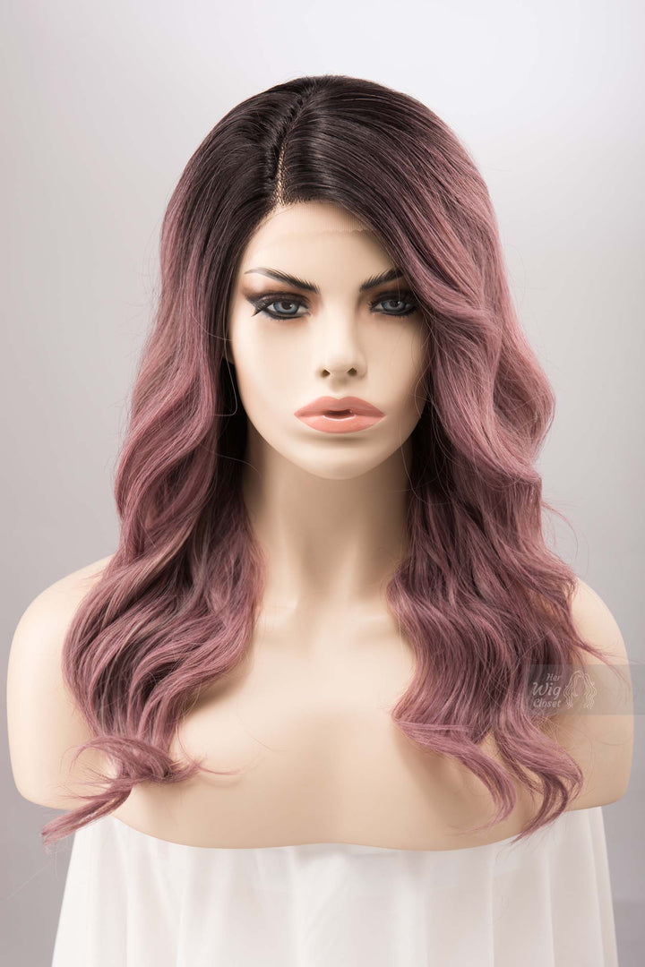 Dusty Mauve Wig Dark Blush Pink Deep T Part Lace Front Wig Vinca