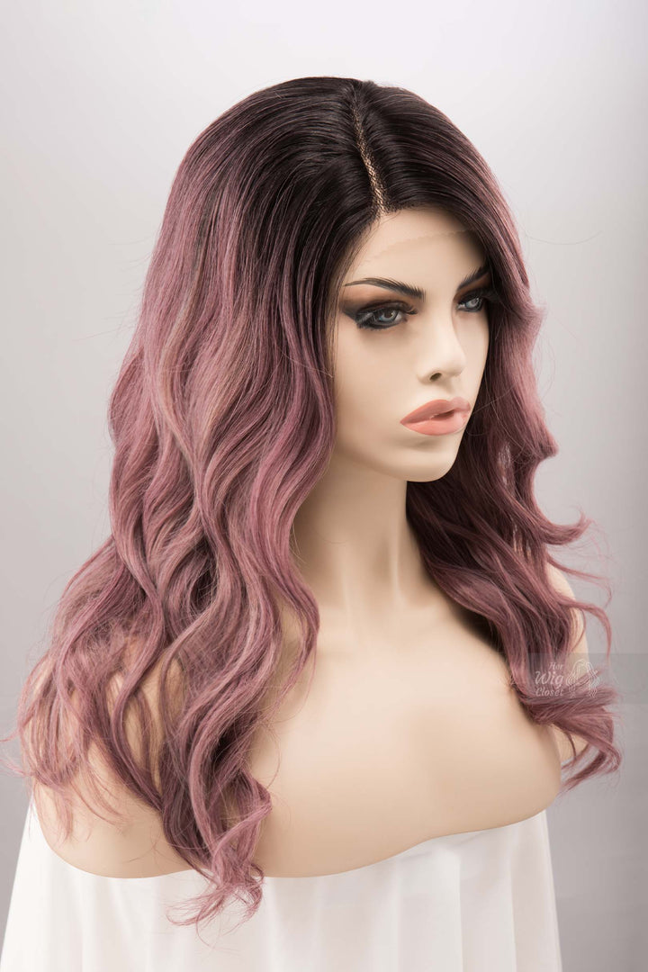 Dusty Mauve Wig Dark Blush Pink Deep T Part Lace Front Wig Vinca