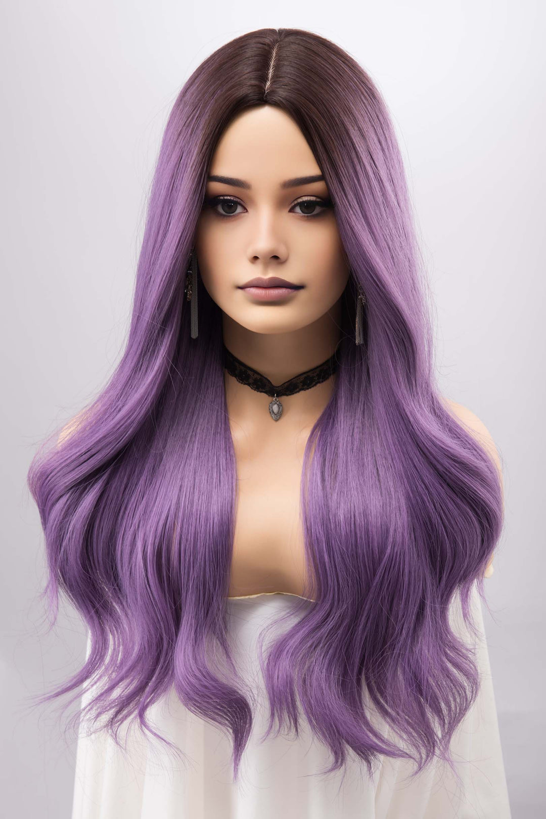 Ombre Purple Long Wavy Violet Color Wig Yolanda