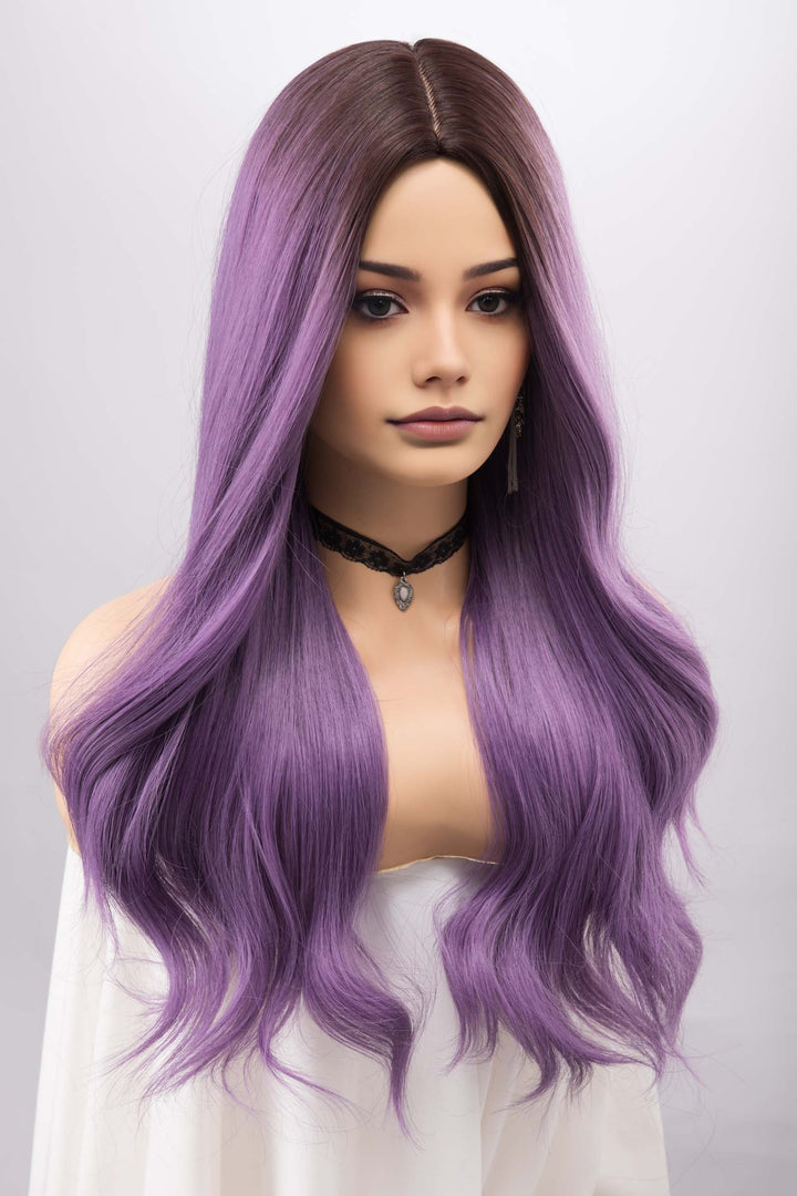 Ombre Purple Long Wavy Violet Color Wig Yolanda