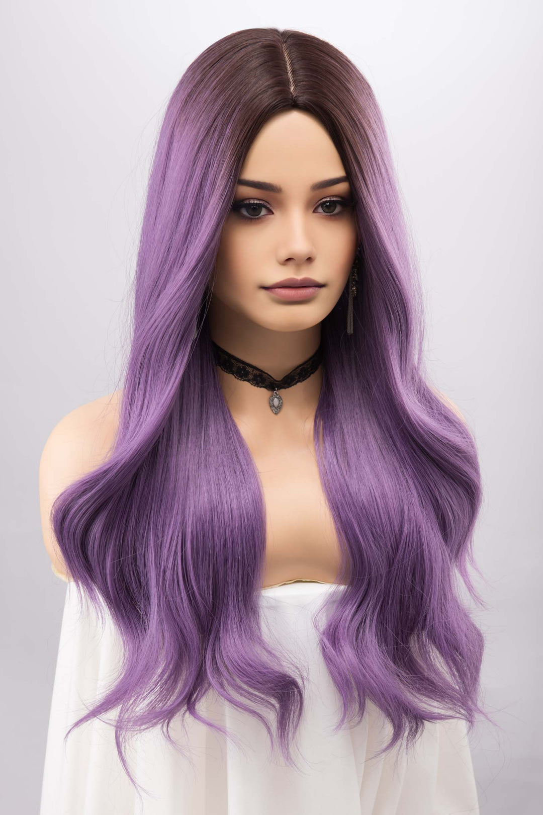 Ombre Purple Long Wavy Violet Color Wig Yolanda