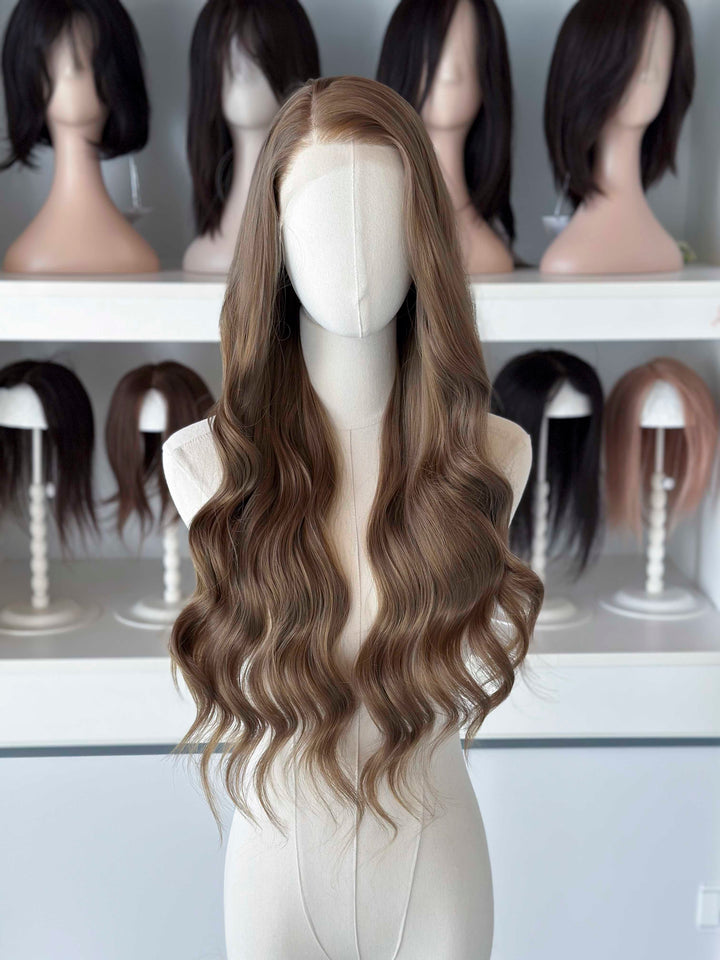 Dark Ash Golden Brown Wavy Lace Front Wig ACOTar Cosplay Elain