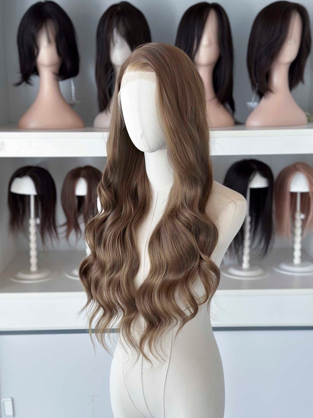 Dark Ash Golden Brown Wavy Lace Front Wig ACOTar Cosplay Elain