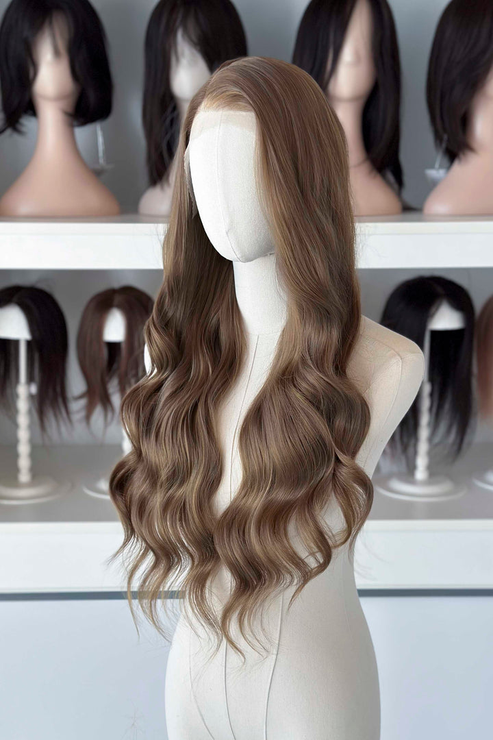 Dark Ash Golden Brown Wavy Lace Front Wig ACOTar Cosplay Elain