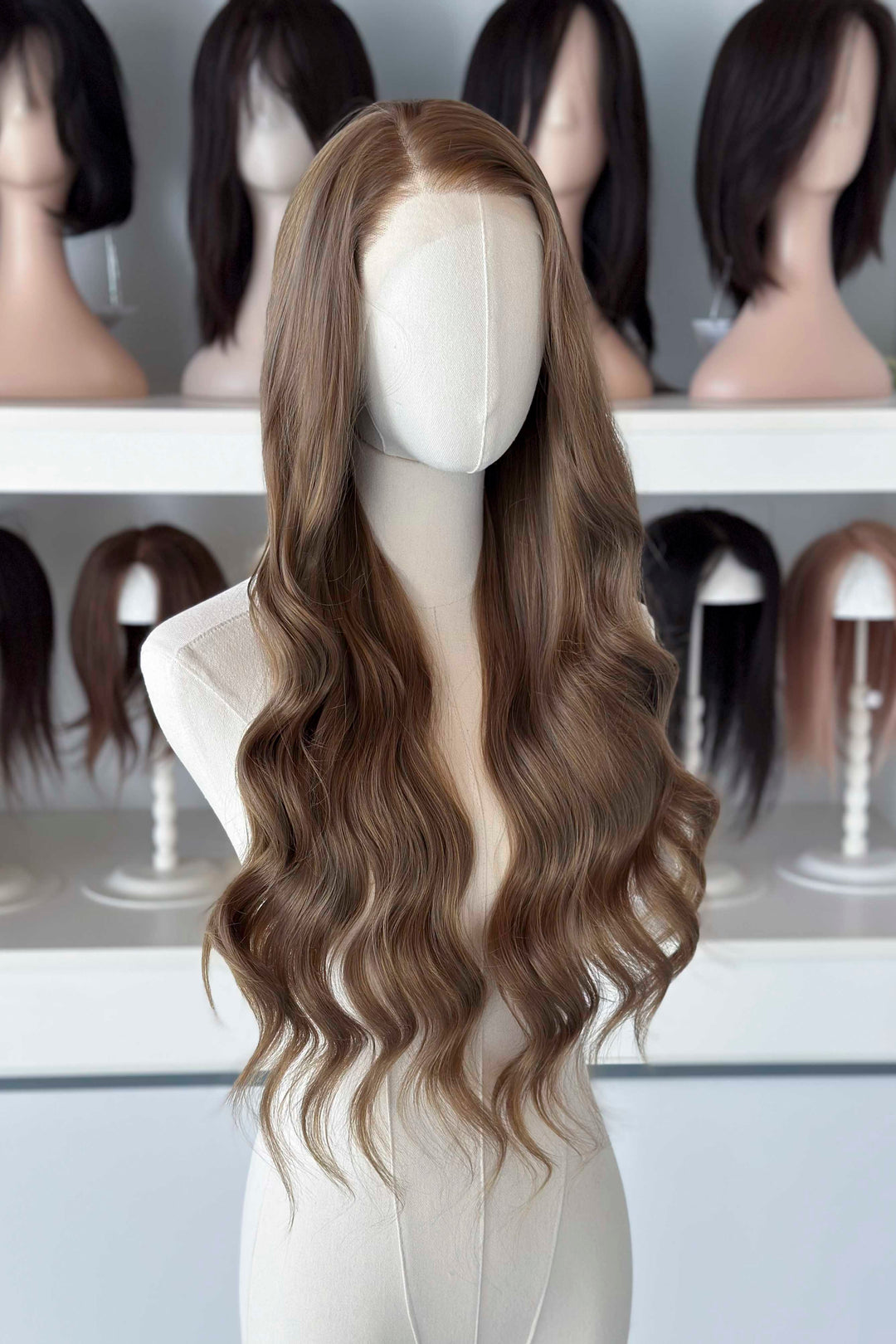 Dark Ash Golden Brown Wavy Lace Front Wig ACOTar Cosplay Elain