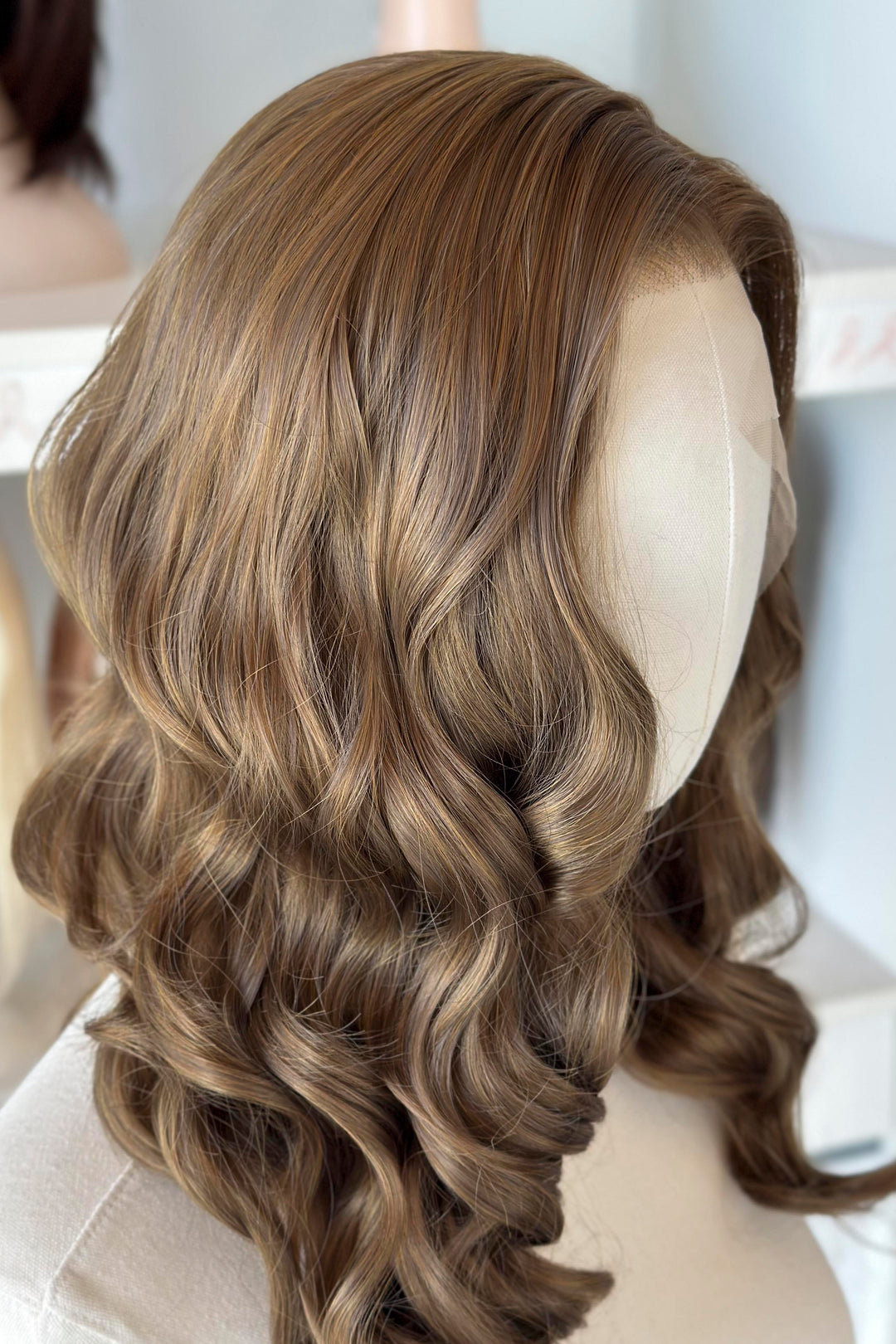 Dark Ash Golden Brown Wavy Lace Front Wig ACOTar Cosplay Elaine