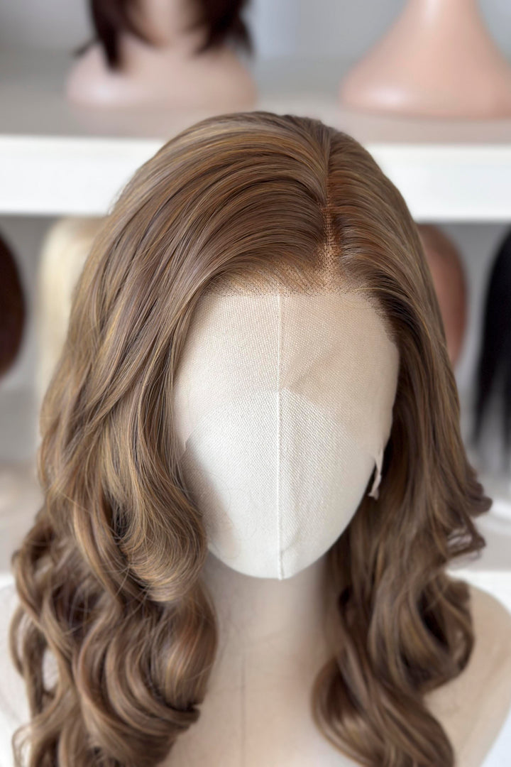 Dark Ash Golden Brown Wavy Lace Front Wig ACOTar Cosplay Elaine